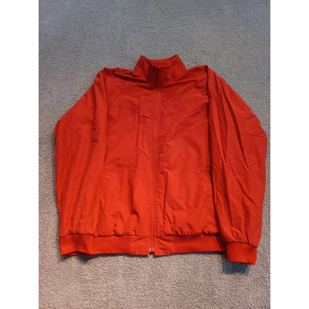 Jos A Bank Mens L Orange Full‎ Zip Windbreaker Jacket Nylon Mesh Lined Golf
